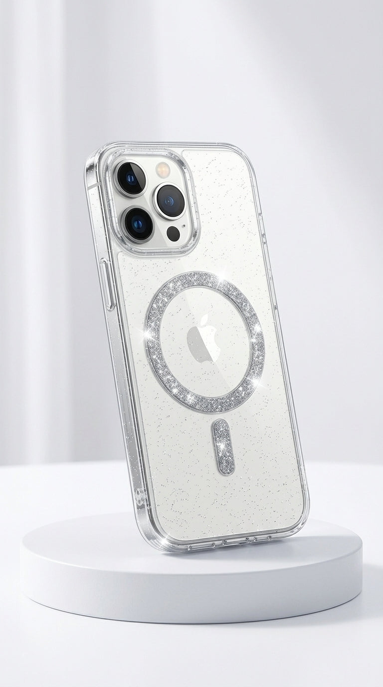 Sparkling Clear Glitter MagSafe Compatible Mobile Case