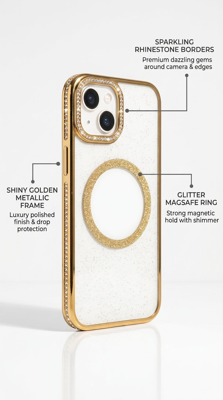 Luxury Rhinestone & Glitter MagSafe Compatible Clear Phone Case