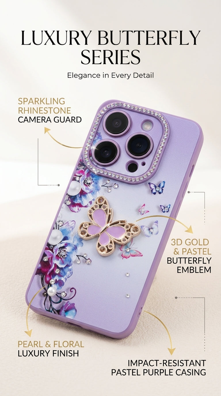 Luxury Pastel Purple Butterfly Diamond Mobile Cover Spark 20C