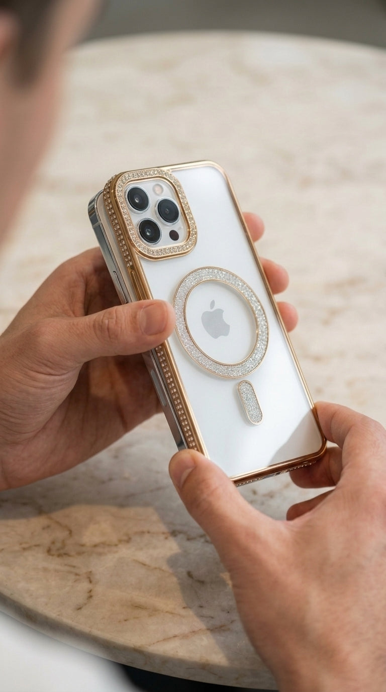 Luxury Rhinestone & Glitter MagSafe Compatible Clear Phone Case